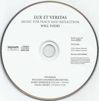 CD Will Todd: Lux Et Veritas (Music For Peace And Reflection) 193983
