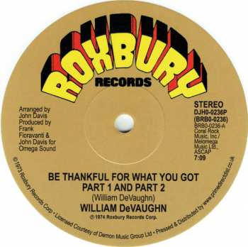 LP William DeVaughn: Be Thankful For What You Got 500471