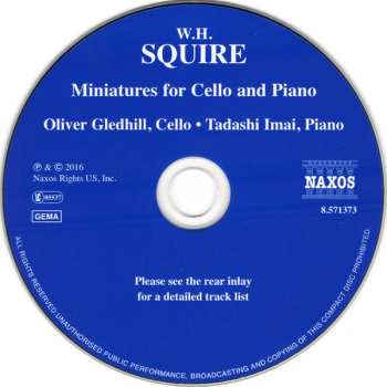 CD William Henry Squire: Miniatures For Cello And Piano 467059
