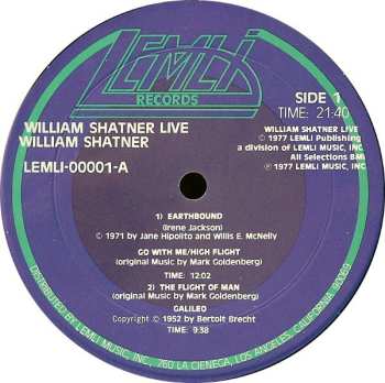 2LP William Shatner: William Shatner Live CLR 484090