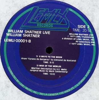 2LP William Shatner: William Shatner Live CLR 484090