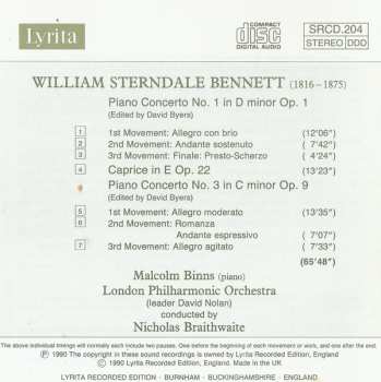 CD William Sterndale Bennett: Piano Concerto No. 1 / Piano Concerto No. 3 / Caprice 122246