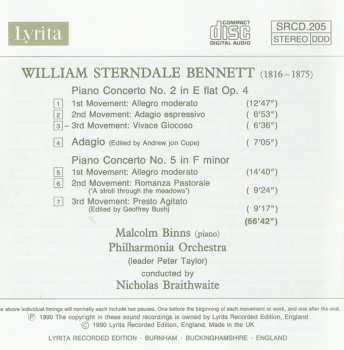 CD William Sterndale Bennett: Piano Concerto No. 2 / Piano Concerto No. 5 / Adagio 189291
