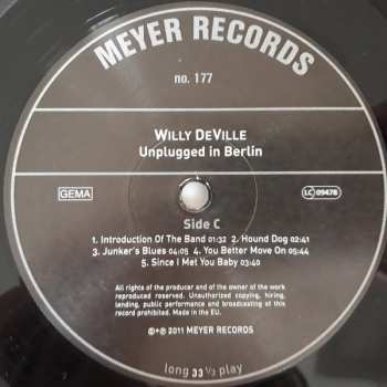 2LP Willy DeVille: Unplugged In Berlin W / Seth Farber & David Keyes 76841