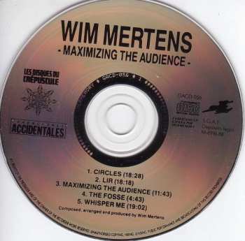 CD Wim Mertens: Maximizing The Audience 380827