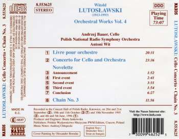 CD Witold Lutoslawski: Concerto For Cello And Orchestra (Livre Pour Orchestre • Novelette • Chain No. 3) 284883