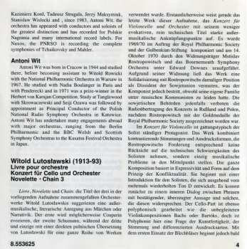 CD Witold Lutoslawski: Concerto For Cello And Orchestra (Livre Pour Orchestre • Novelette • Chain No. 3) 284883