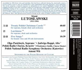 CD Witold Lutoslawski: Twenty Polish Christmas Carols • Lacrimosa • Five Songs 375246