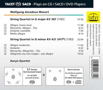 SACD Wolfgang Amadeus Mozart:  String Quartet in G Major KV 387, String Quartet in D minor KV 421