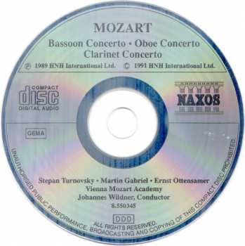 CD Wolfgang Amadeus Mozart: Bassoon Concerto / Oboe Concerto / Clarinet Concerto 113545