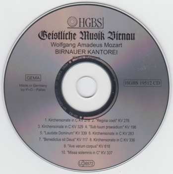 CD Wolfgang Amadeus Mozart: Geistliche Musik Birnau 417254