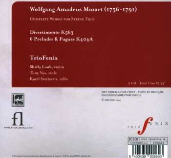 2CD Wolfgang Amadeus Mozart: Complete Works for String Trio 296381