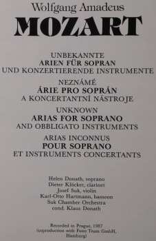 LP Wolfgang Amadeus Mozart: Unknown Arias For Soprano And Obbligato Instruments 525457