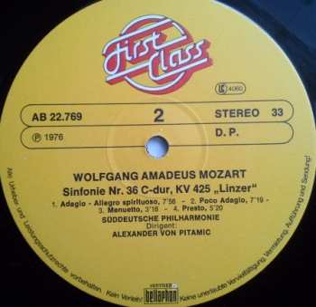 LP Wolfgang Amadeus Mozart: Jupiter-Sinfonie Nr.41 C-dur, KV 551 / Linzer-Sinfonie Nr.36 C-dur, KV 425 275605