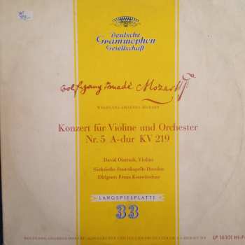 Album Wolfgang Amadeus Mozart: Konzert Für Violine Und Orchester Nr. 5 A-Dur KV 219 