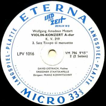 LP Wolfgang Amadeus Mozart: Violin-Konzert A-dur, K. V. 219 279623