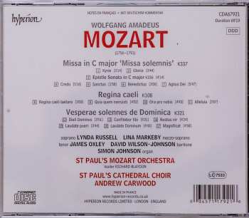 CD Wolfgang Amadeus Mozart: Missa Solemnis - Vesperae De Domenica K321 - Regina Caeli K108 319336