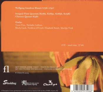 CD Wolfgang Amadeus Mozart: Integral Flute Quartets; Clarinet Quintete