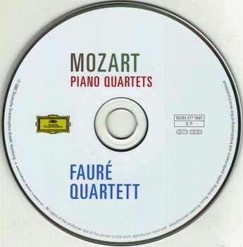 CD Wolfgang Amadeus Mozart: Piano Quartets 385118