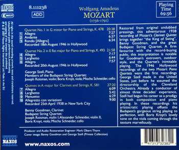 CD Wolfgang Amadeus Mozart: Piano Quartets Nos.1 And 2., Clarinet Quintet 228535