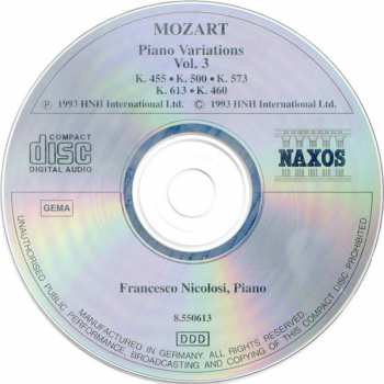 CD Wolfgang Amadeus Mozart: Piano Variations Vol. 3 242912