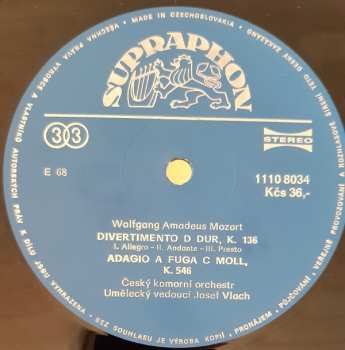 LP Wolfgang Amadeus Mozart: Malá Noční Hudba / Divertimento D Dur / Adagio A Fuga C Moll 526480