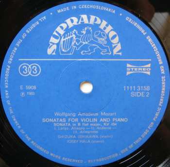 LP Wolfgang Amadeus Mozart: Sonatas For Violin And Piano (83 1) 276595
