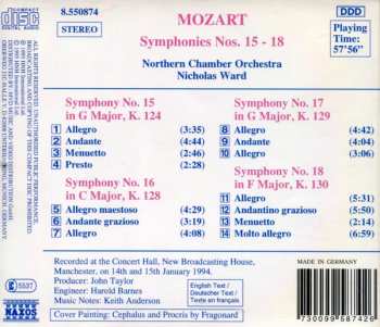 CD Wolfgang Amadeus Mozart: Symphonies Nos. 15-18 346162