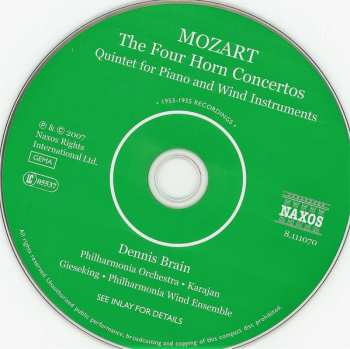 CD Wolfgang Amadeus Mozart: The Four Horn Concertos, Quintet For Piano And Wind Instruments 175046