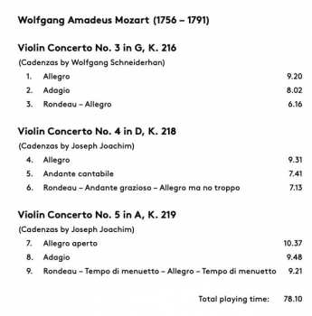 SACD Wolfgang Amadeus Mozart: Violin Concertos Nos. 3, 4 & 5 321226