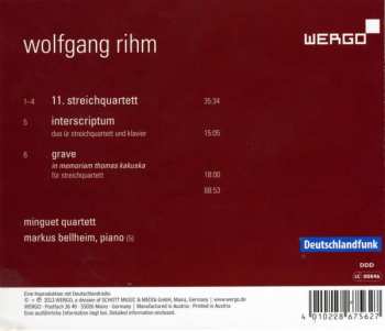 CD Wolfgang Rihm: 11. Streichquartett / Interscriptum / Grave 329354