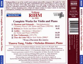 CD Wolfgang Rihm: Complete Works For Violin And Piano 181952