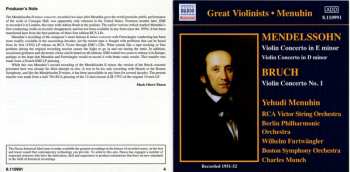 CD Yehudi Menuhin: Violin Concertos 116218