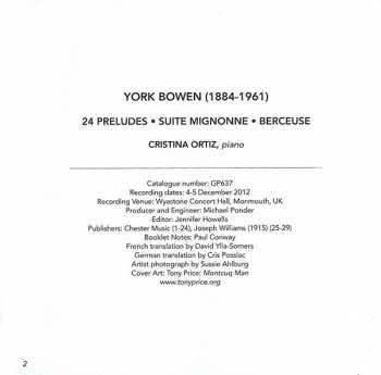 CD York Bowen: 24 Preludes • Suite Mignonne • Berceuse 304670