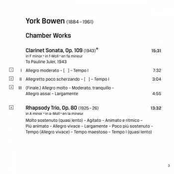 CD York Bowen: Phantasy Quintet / Piano Trios / Clarinet Sonata 306323