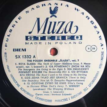 LP Zespół Pieśni I Tańca Śląsk: The Polish Song And Dance Ensemble "Śląsk", Vol. 7 - Śląskie Pieśni Powstańcze = Songs Of The Silesian Uprisings (MODRÝ ŠTÍTEK) 354600