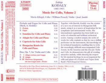 CD Zoltán Kodály: Music For Cello, Volume 2 (Duo For Violin And Cello • Hungarian Rondo And Other Works) 146386