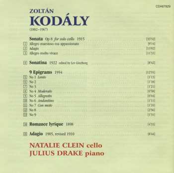 CD Zoltán Kodály: Sonata For Solo Cello • Adagio • Sonatina • Epigrams • Romance Lyrique 318379