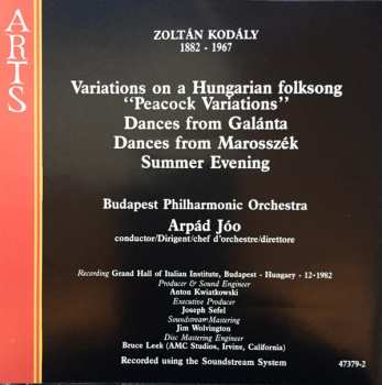 CD Zoltán Kodály: Variations On A Hungarian Folksong "Peacock Variations" / Dances From Galánta / Dances From Marosszék / Summer Evening 155075