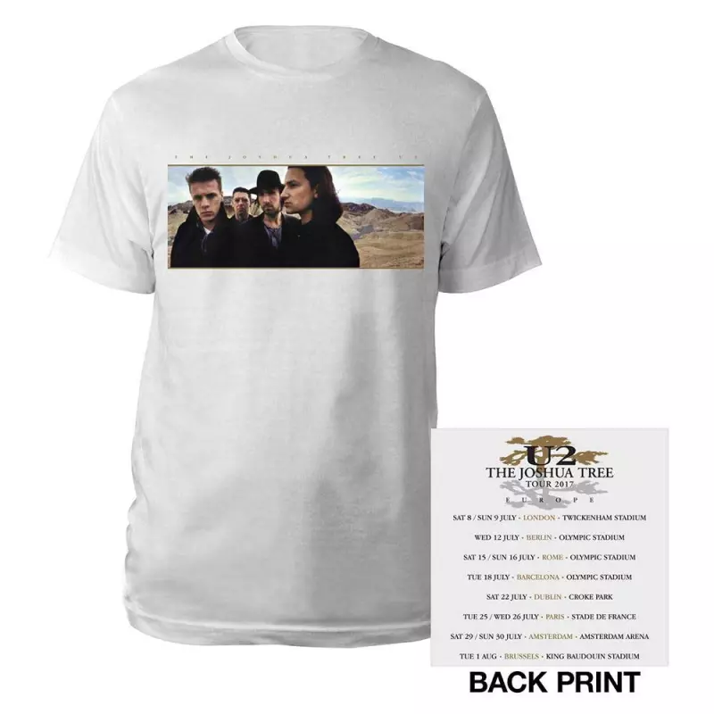 U2 Unisex T-shirt: Joshua Tree Photo (back Print) (ex-tour) (small) S